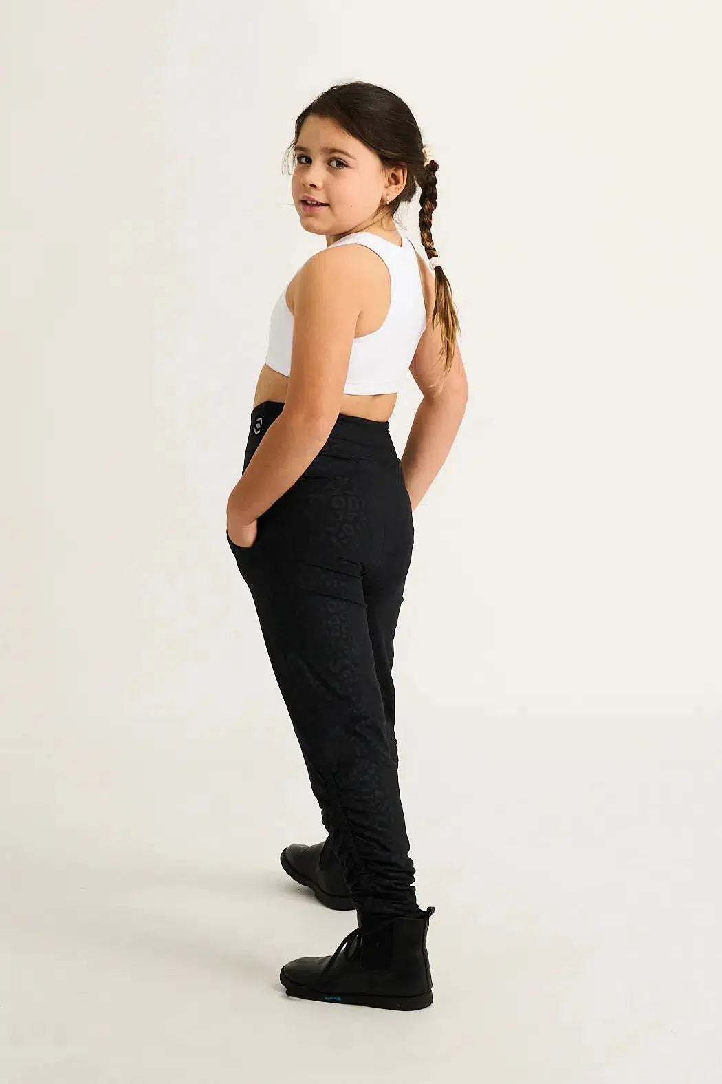 Black Exotic Touch Jag Soft To Touch - Kids Jogger Long Tie Sides W/ Pockets-9358328327578-Activewear-Exoticathletica