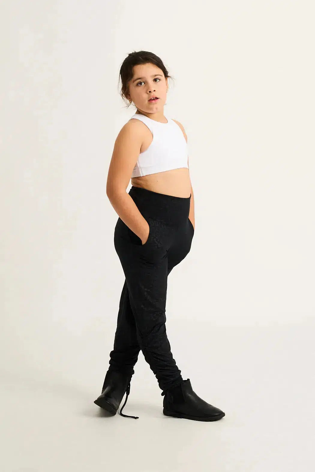 Black Exotic Touch Jag Soft To Touch - Kids Jogger Long Tie Sides W/ Pockets-Activewear-Exoticathletica