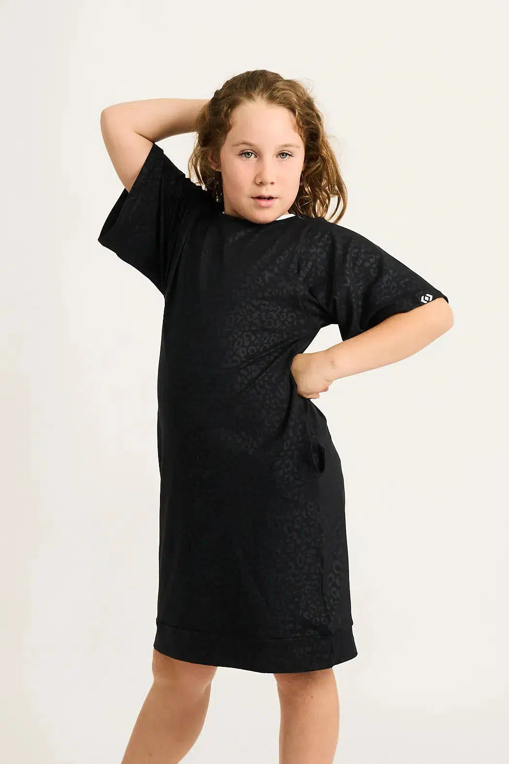 Black Exotic Touch Jag Soft To Touch - Kids Lazy Girl Dress Tee-Activewear-Exoticathletica