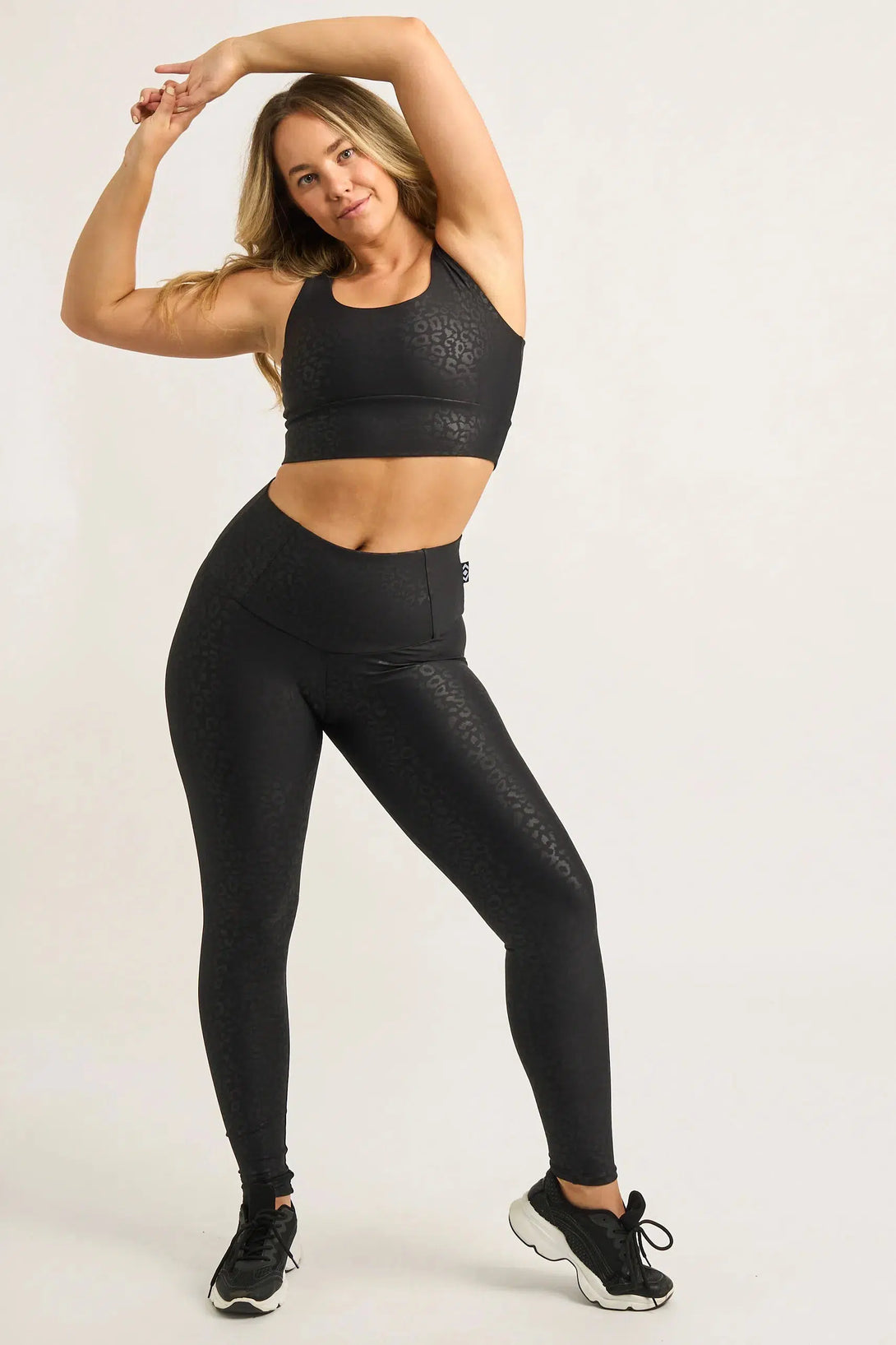 Black Exotic Touch Jag - Tummy Control High Waisted Leggings-Activewear-Exoticathletica