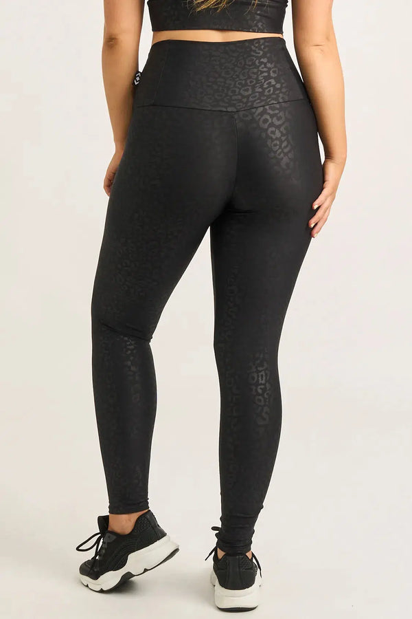 Black Exotic Touch Jag - Tummy Control High Waisted Leggings-Activewear-Exoticathletica