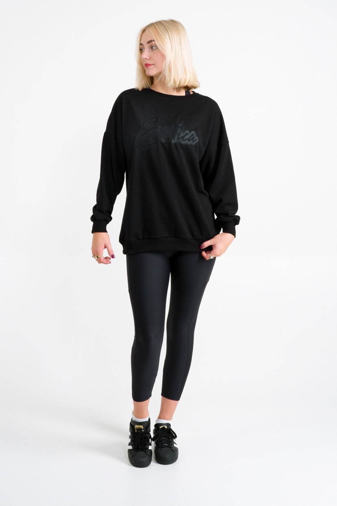 Black French Terry - Oversized Sweater-Activewear-Exoticathletica