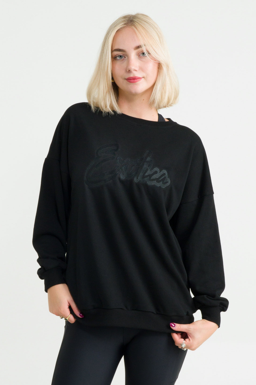 Black French Terry - Oversized Sweater-Activewear-Exoticathletica