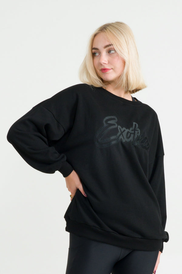 Black French Terry - Oversized Sweater-Activewear-Exoticathletica