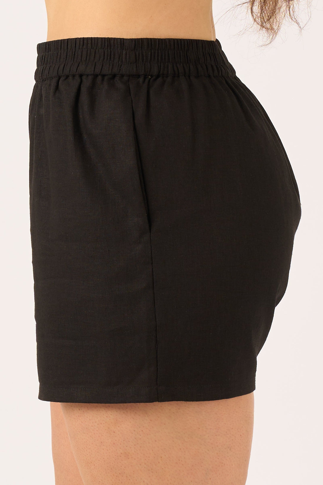 Black Linen Blend - Pull On Short-Activewear-Exoticathletica