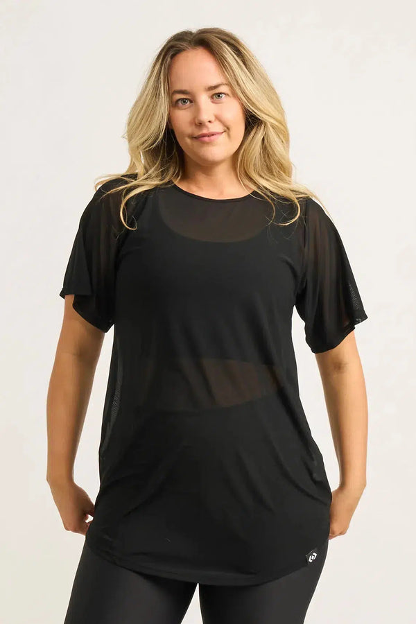 Black Net - Plain Boyfriend Tee-9358328197522-Activewear-Exoticathletica