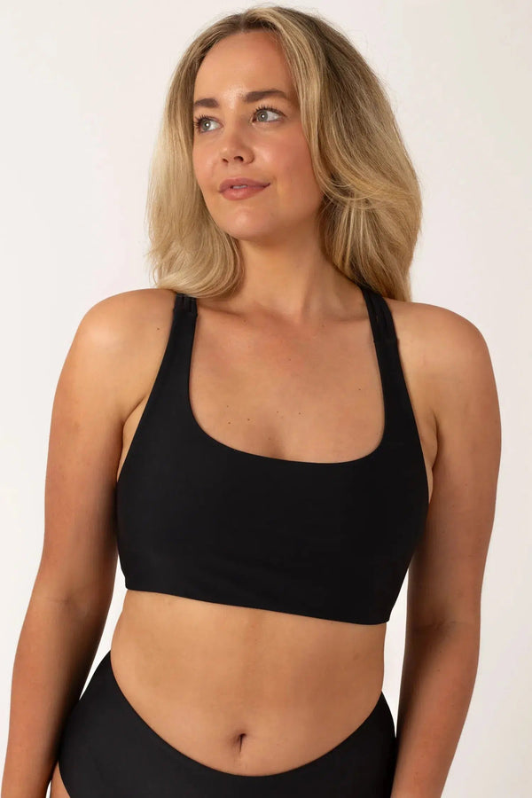 Black Performance - Cross Over Bikini Top-Activewear-Exoticathletica