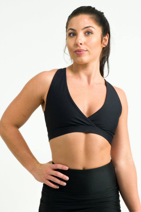 Black Performance - Cross Over Crop-Activewear-Exoticathletica