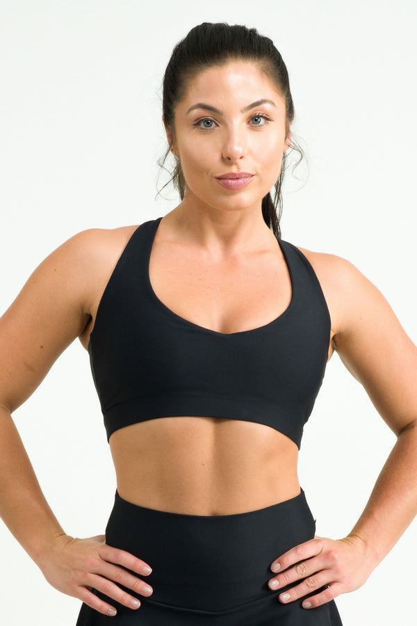 Black Performance - Deep V Crop-Activewear-Exoticathletica