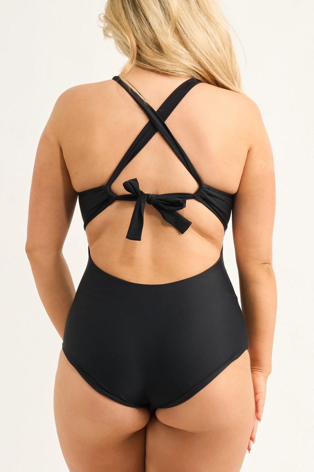 Black Performance - Deep V One Piece W/ Extra Coverage Bottoms-Activewear-Exoticathletica