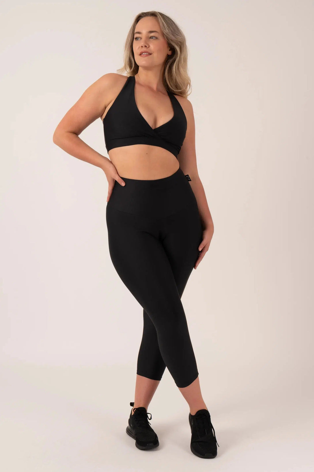 Black Performance - Double Booty Scrunch High Waisted Capri Leggings-Activewear-Exoticathletica