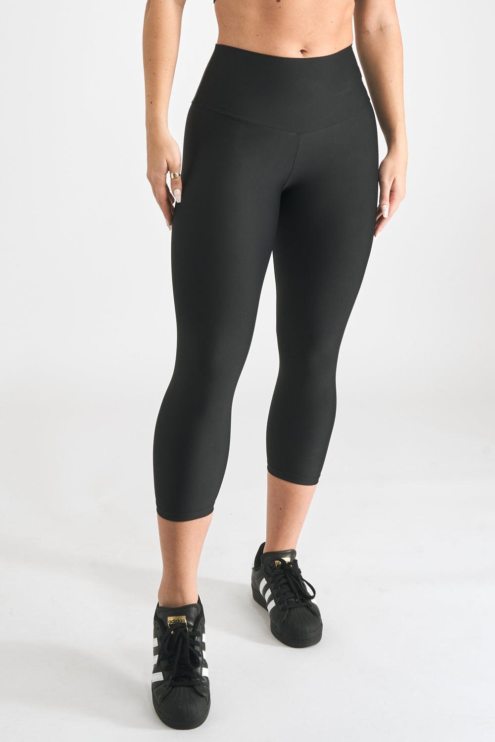 Black Performance - Double Booty Scrunch High Waisted Capri Leggings-Activewear-Exoticathletica