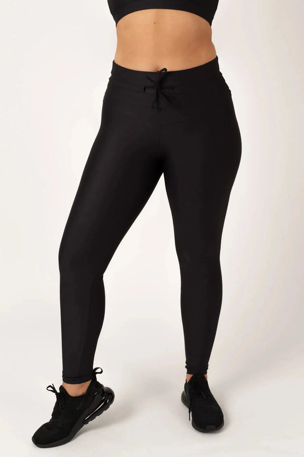 Black Performance - Drawstring High Waisted Leggings-27772499-Activewear-Exoticathletica