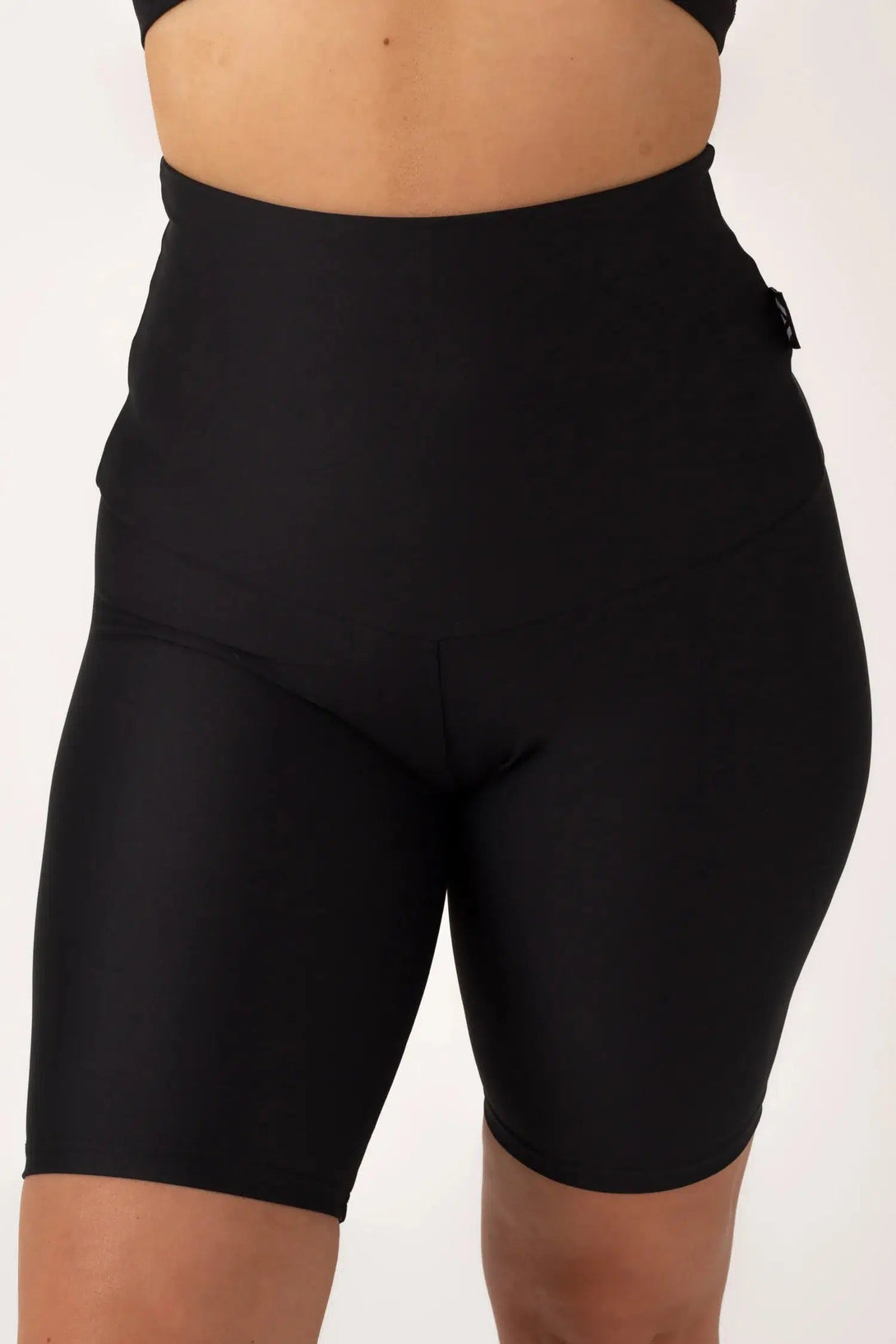 Black Performance - Extra High Waisted Long Shorts-Activewear-Exoticathletica