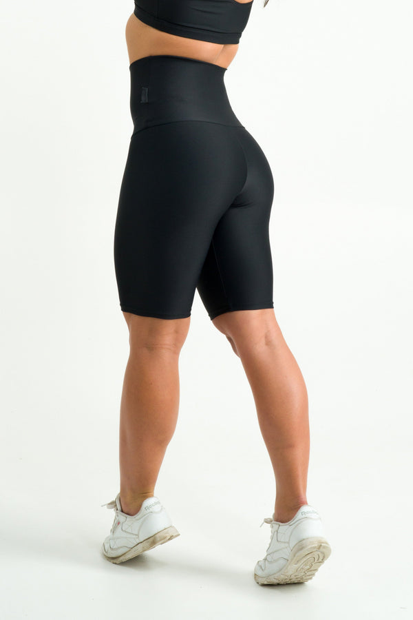 Black Performance - Extra High Waisted Long Shorts-Activewear-Exoticathletica