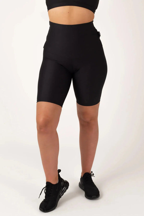 Black Performance - Extra High Waisted Long Shorts-Activewear-Exoticathletica