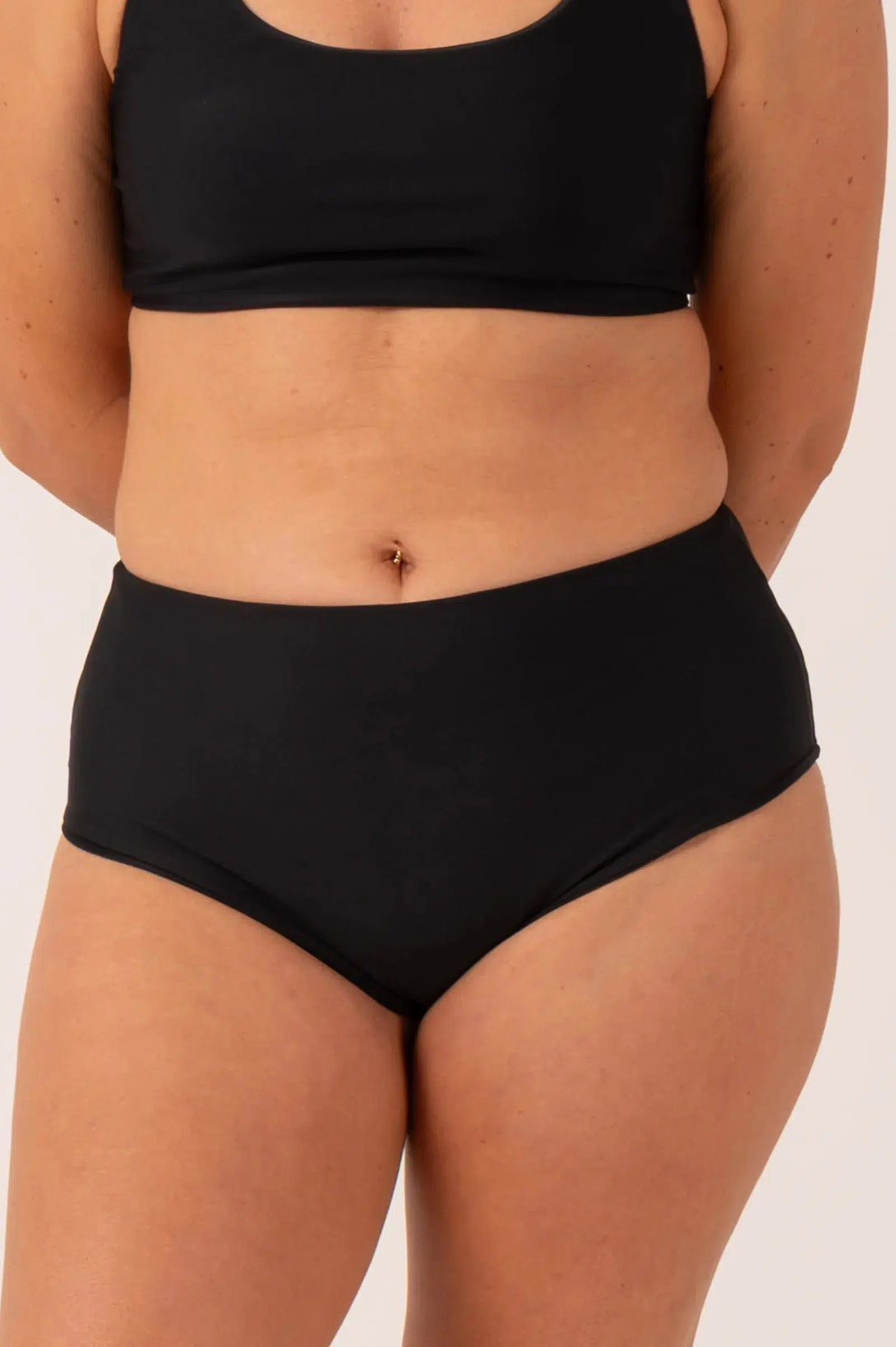 Black Performance - Full Coverage Brief Bikini Bottoms-Activewear-Exoticathletica