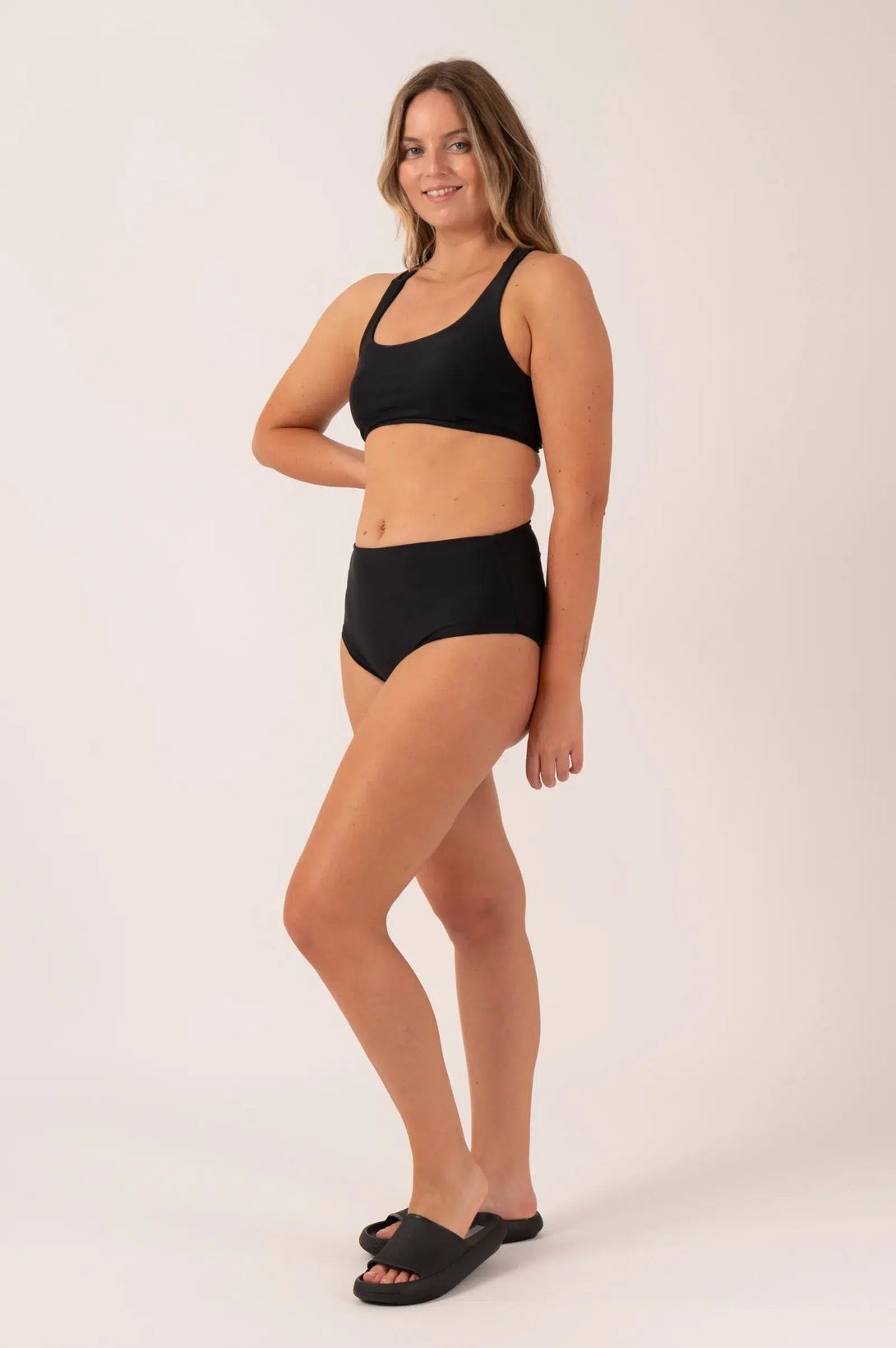 Black Performance - Full Coverage Brief Bikini Bottoms-Activewear-Exoticathletica