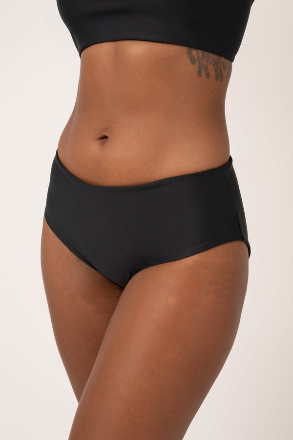 Black Performance - Full Coverage Brief Bikini Bottoms-Activewear-Exoticathletica
