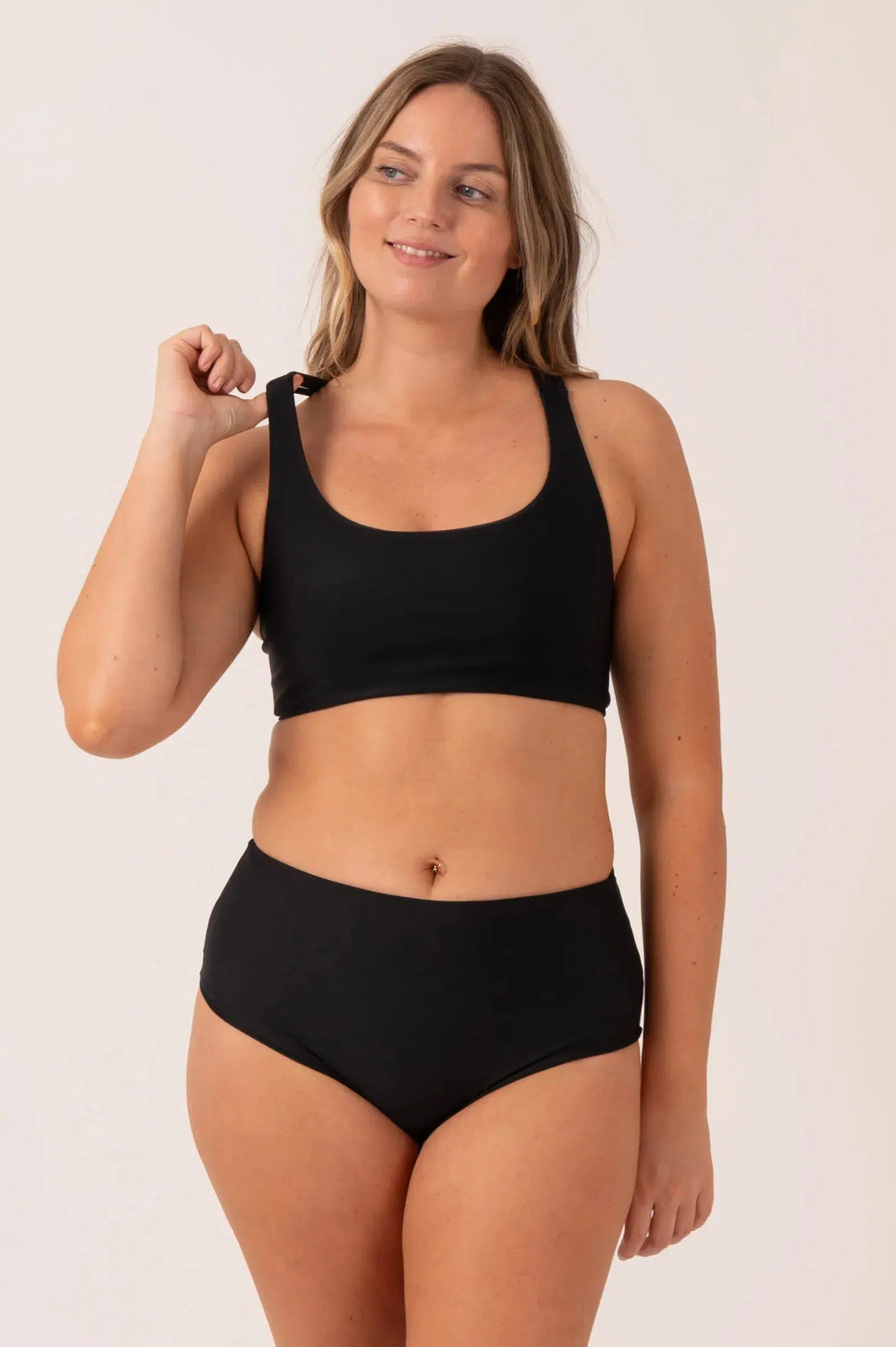 Black Performance - Full Coverage Brief Bikini Bottoms-Activewear-Exoticathletica