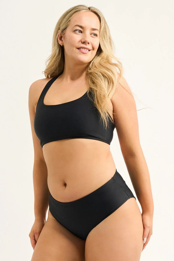 Black Performance - Full Coverage Brief Bikini Bottoms-Activewear-Exoticathletica