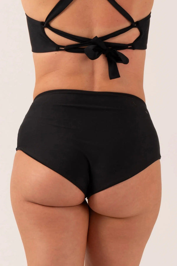 Black Performance - Full Coverage Brief Bikini Bottoms-Activewear-Exoticathletica