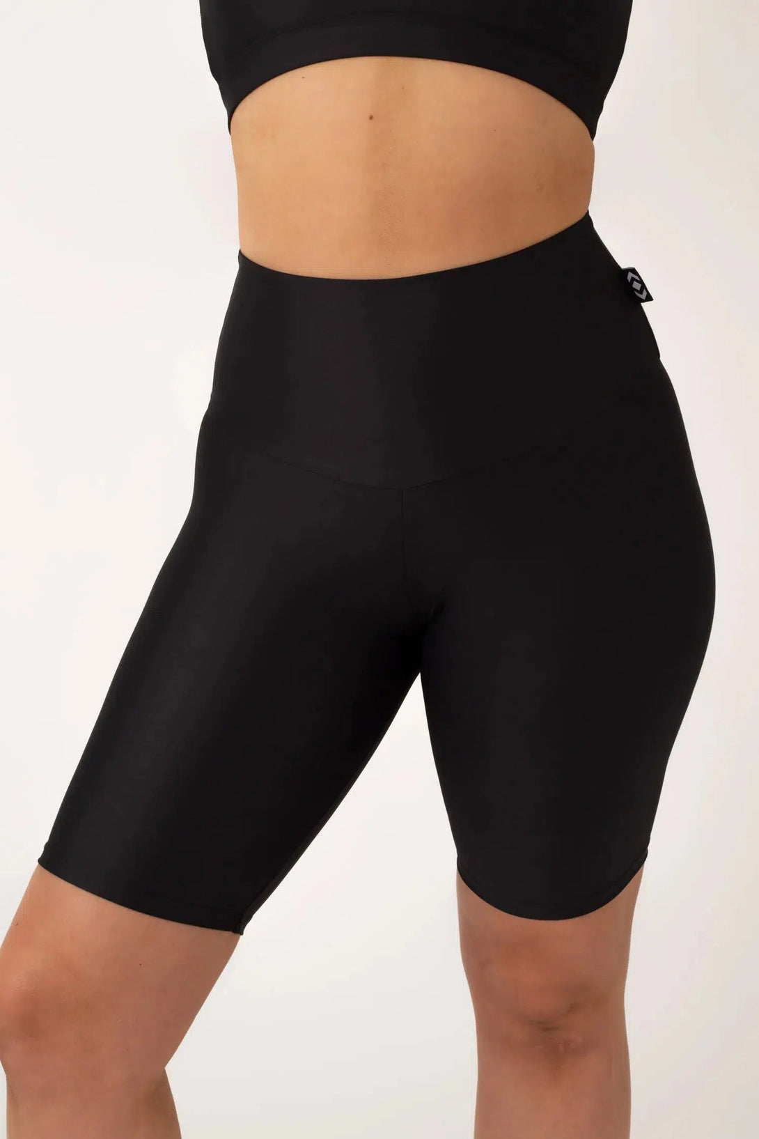 Black Performance - High Waisted Long Shorts-Activewear-Exoticathletica