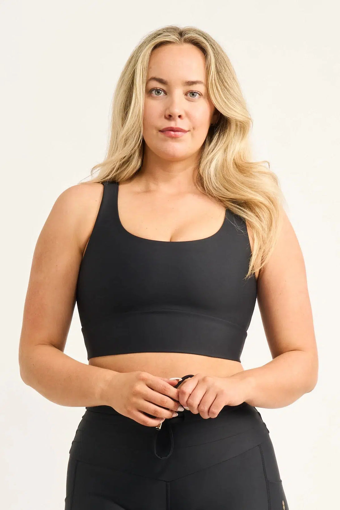 Black Performance - Luxe Scoop Neck Comfort Crop Top-Activewear-Exoticathletica