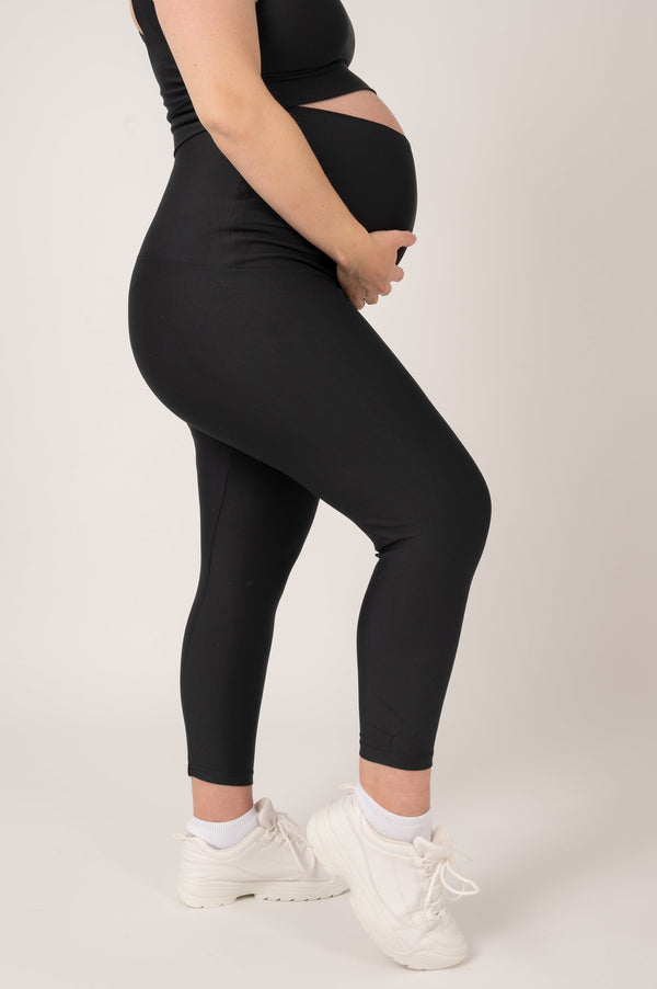 Black Performance - Maternity Capri Leggings-Activewear-Exoticathletica