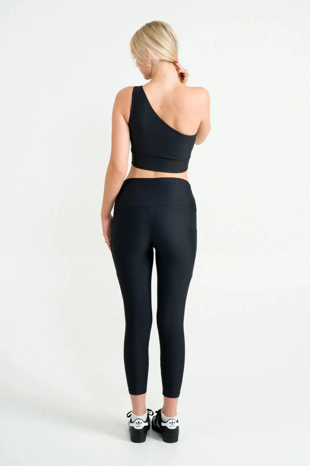 Black Performance - One Shoulder Comfort Crop Top-Activewear-Exoticathletica