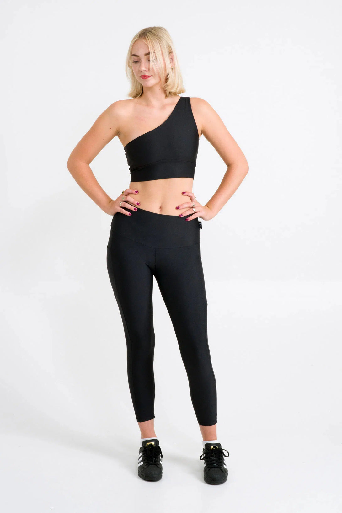 Black Performance - One Shoulder Comfort Crop Top-Activewear-Exoticathletica