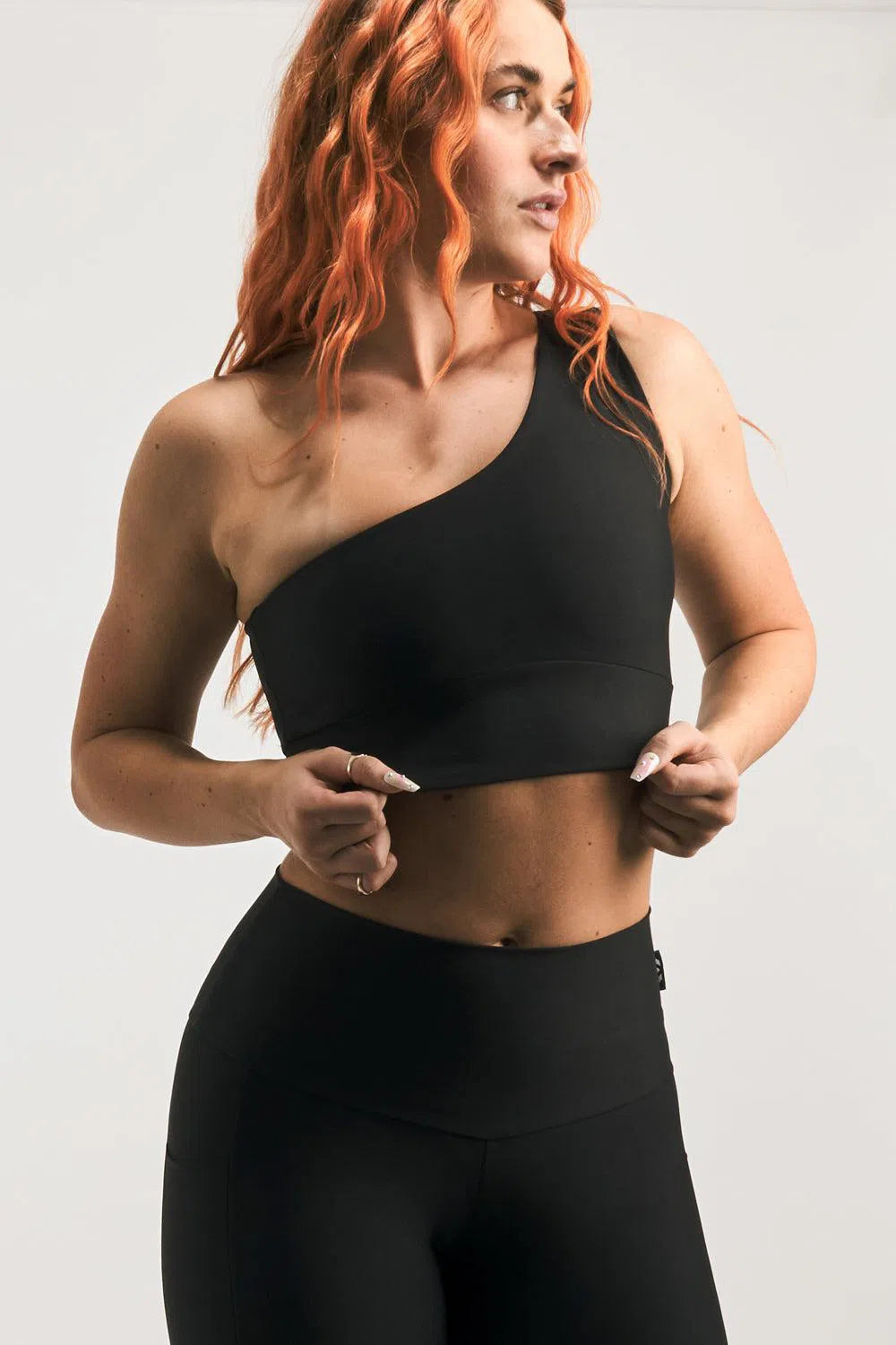 Black Performance - One Shoulder Comfort Crop Top-Activewear-Exoticathletica