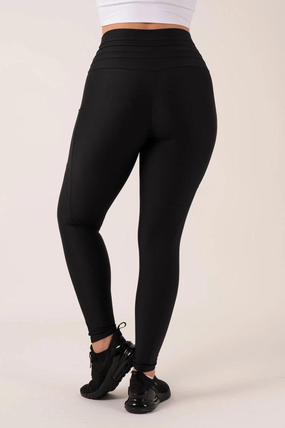 Black Performance - Panel Pocket Drawstring High Waisted Leggings-Activewear-Exoticathletica