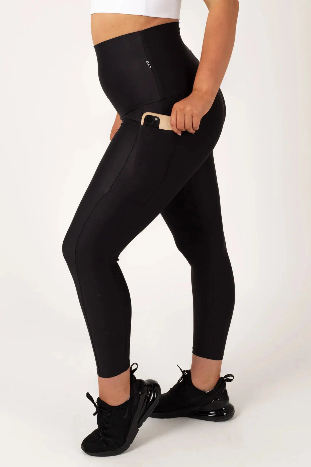 Black Performance - Panel Pocket Extra High Waisted 7/8 Leggings-9358328268192-Activewear-Exoticathletica