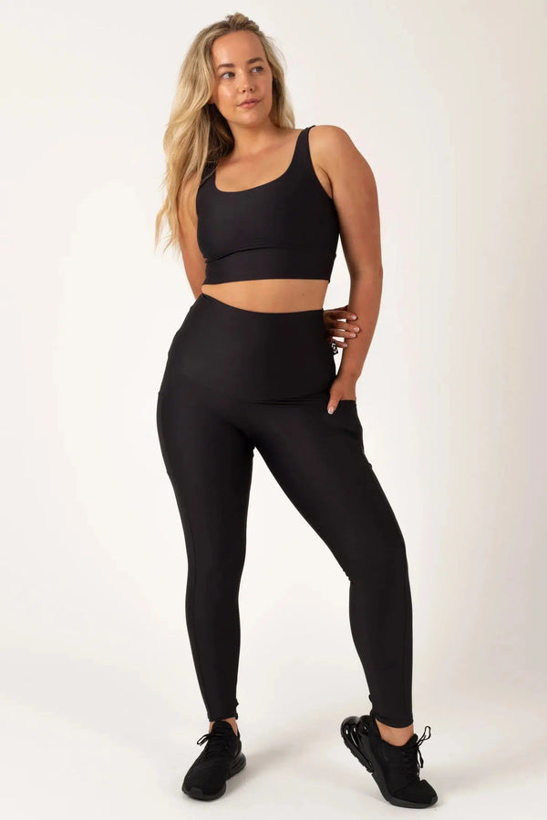 Black Performance - Panel Pocket Extra High Waisted Leggings-Activewear-Exoticathletica