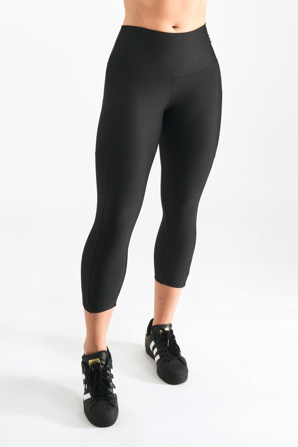 Black Performance - Panel Pocket High Waisted Capri Leggings-Activewear-Exoticathletica