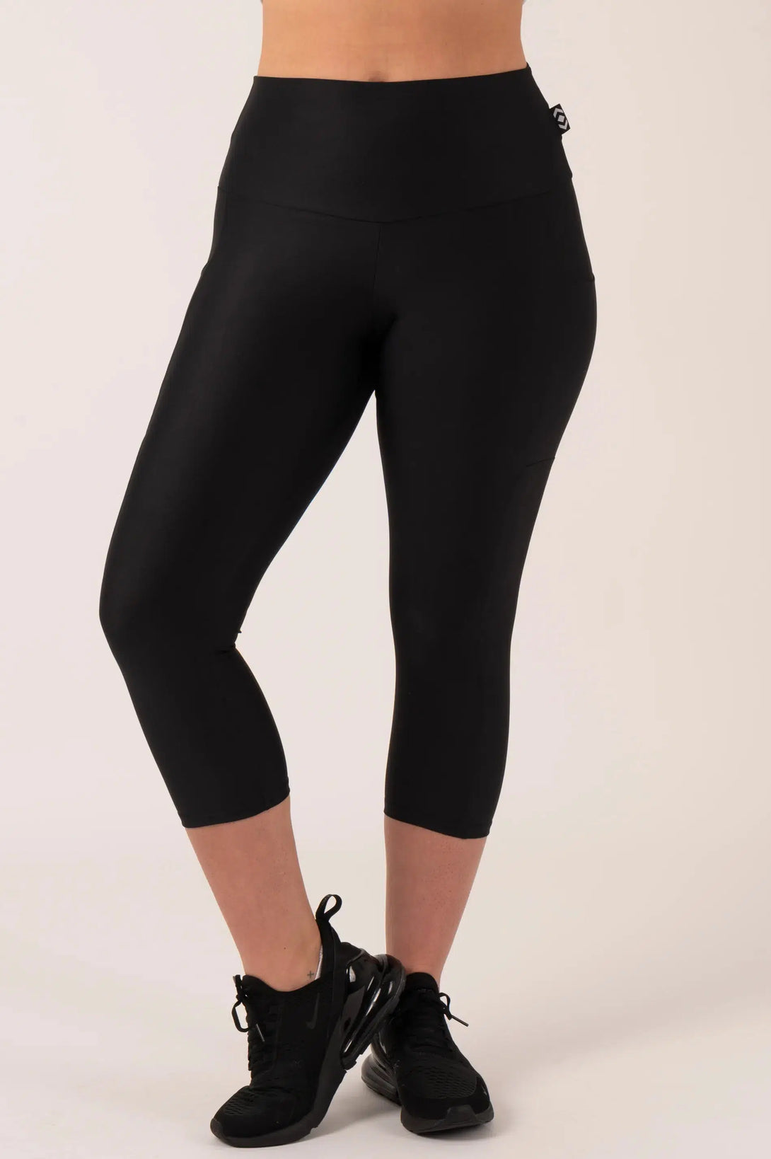 Black Performance - Panel Pocket High Waisted Capri Leggings-Activewear-Exoticathletica