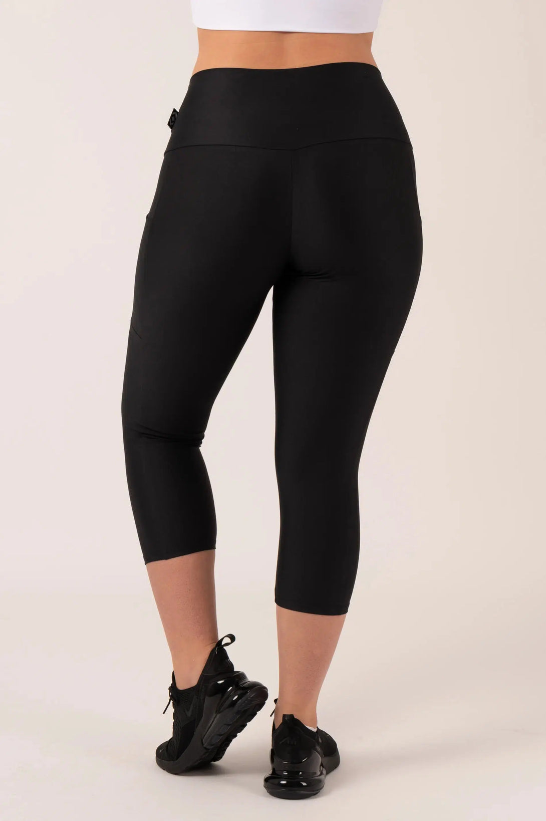 Black Performance - Panel Pocket High Waisted Capri Leggings-Activewear-Exoticathletica