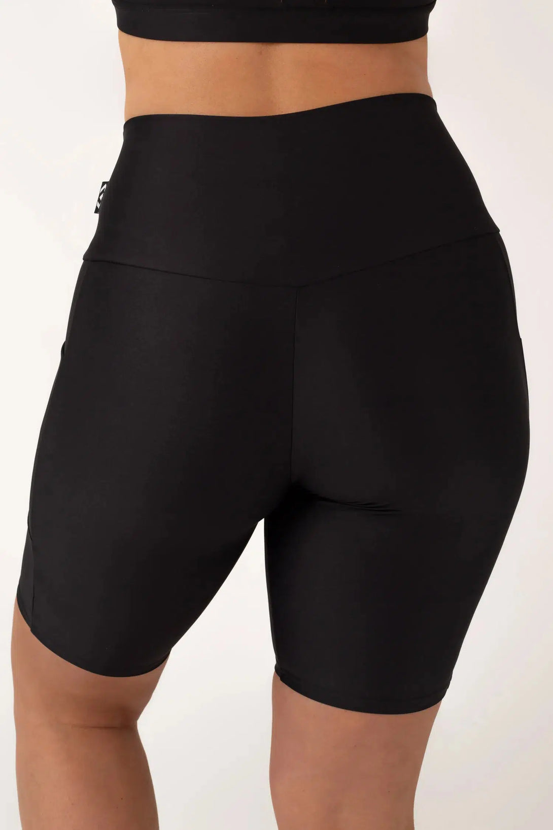 Black Performance - Panel Pocket High Waisted Long Shorts-Activewear-Exoticathletica