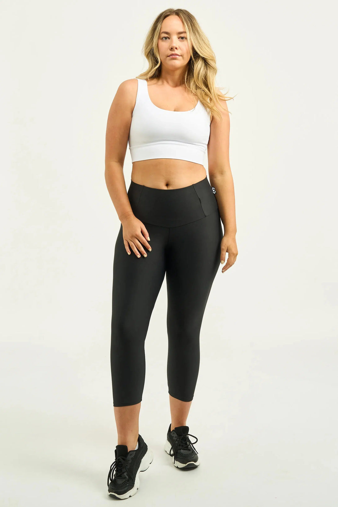 Black Performance - Tummy Control High Waisted Capri Leggings-9358328354062-Activewear-Exoticathletica