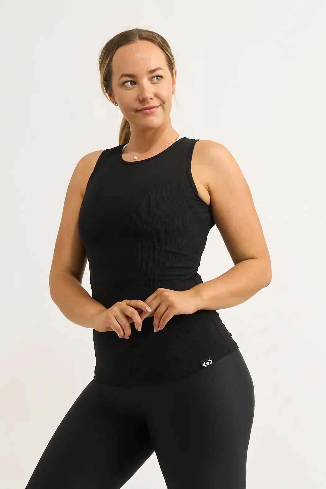 Black Rib Knit - Fitted Tank-Activewear-Exoticathletica