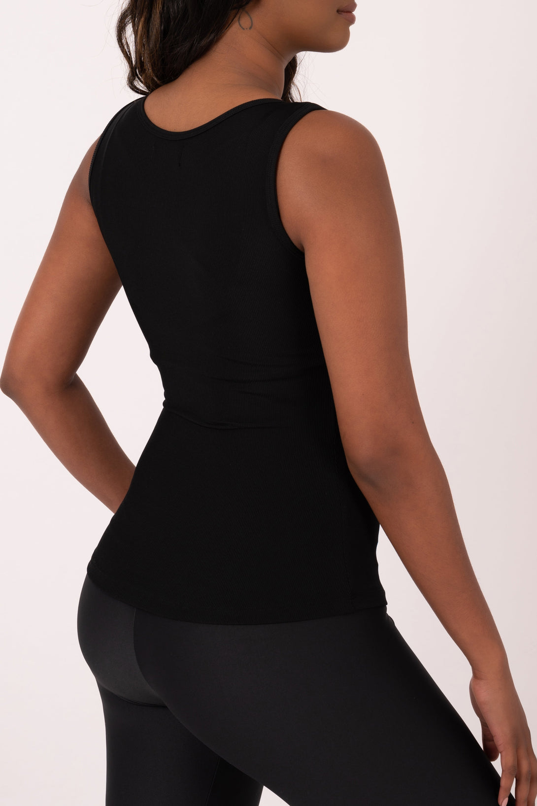 Black Rib Knit - Fitted Tank-Activewear-Exoticathletica