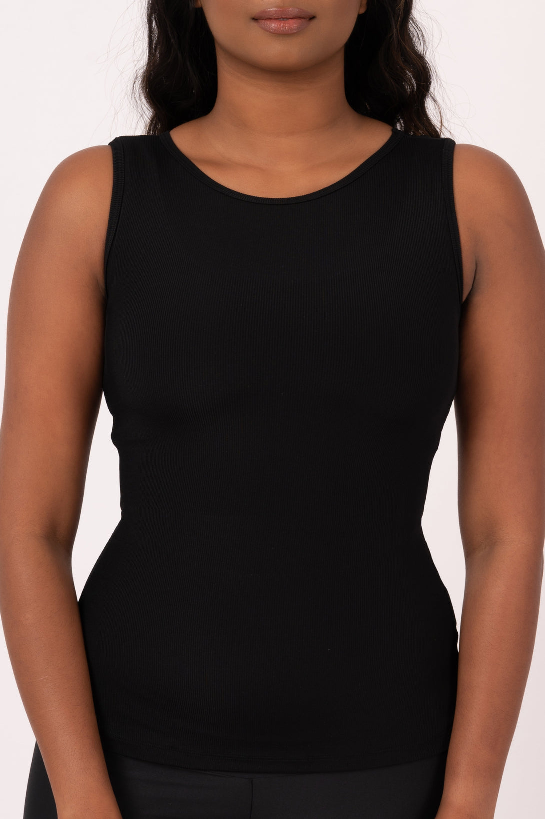 Black Rib Knit - Fitted Tank-Activewear-Exoticathletica