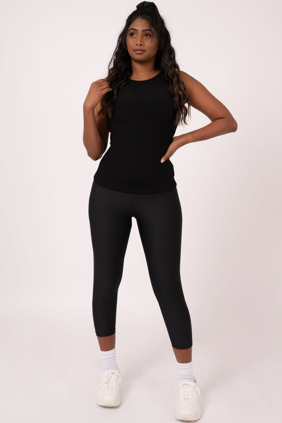 Black Rib Knit - Fitted Tank-Activewear-Exoticathletica