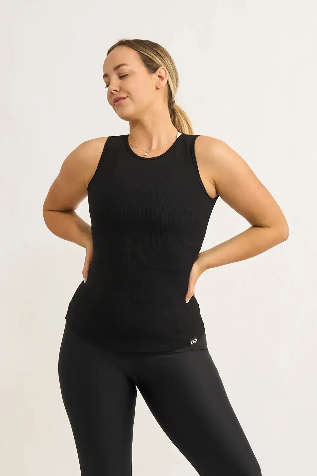 Black Rib Knit - Fitted Tank-Activewear-Exoticathletica