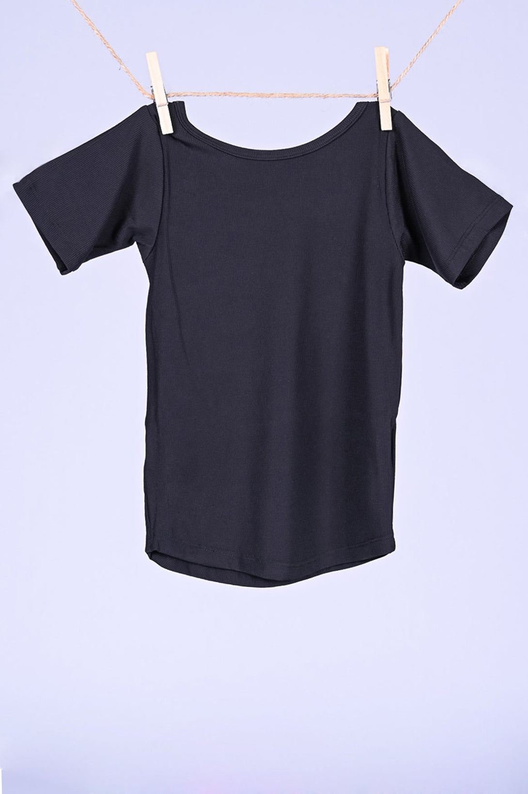 Black Rib Knit - Kids Fitted Tee-Activewear-Exoticathletica