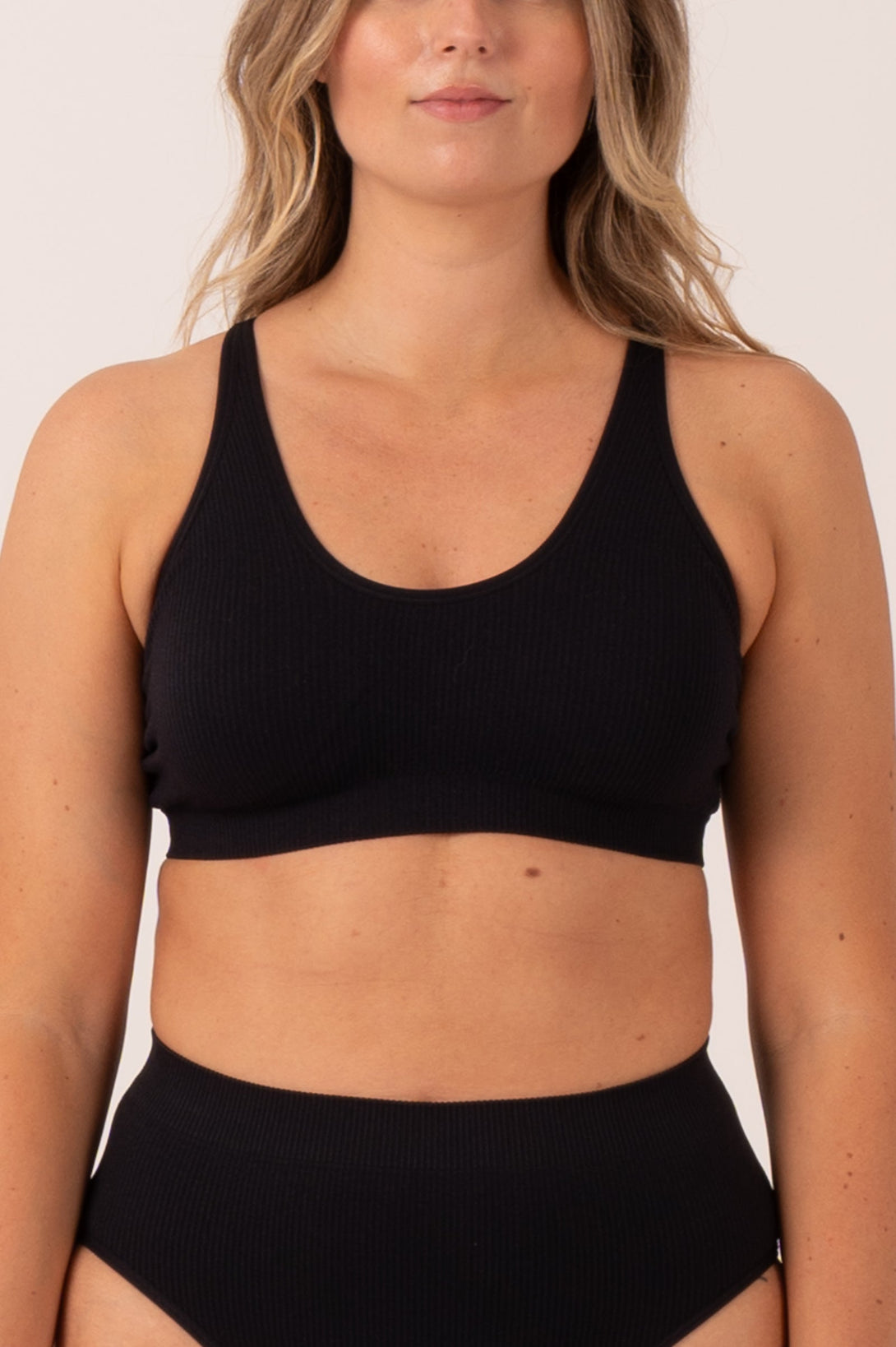 Black Rib Seam Free - Strappy Cross Over Bralette-Activewear-Exoticathletica