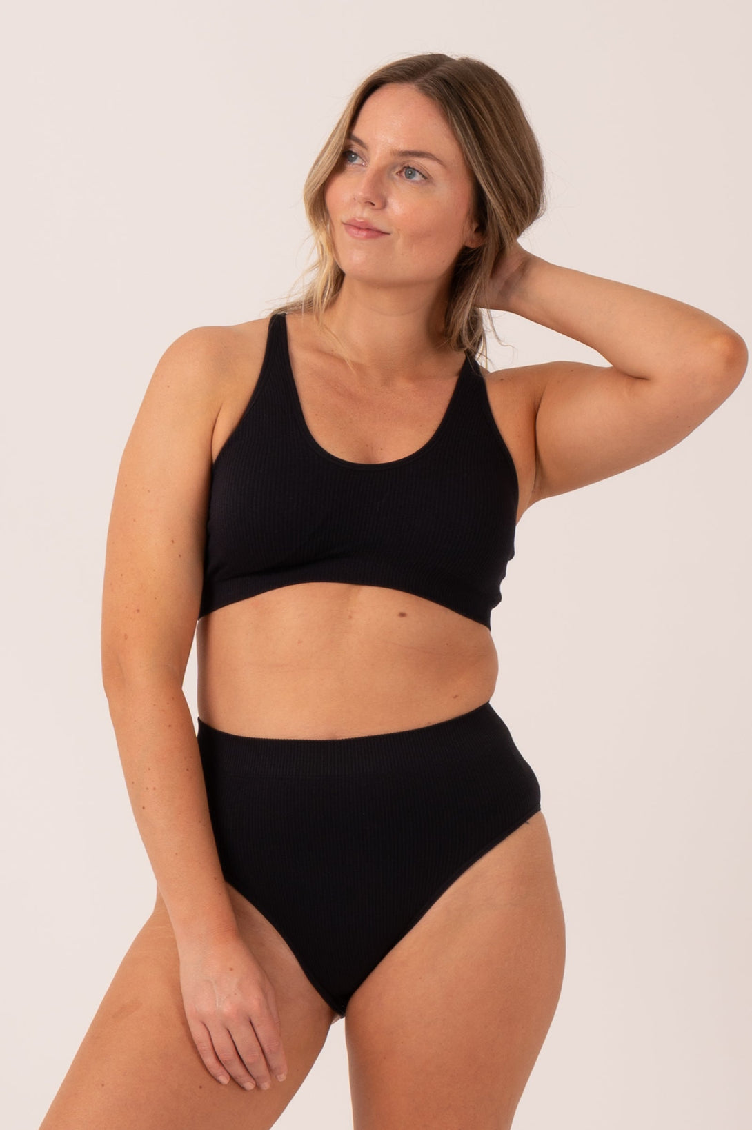 Black Rib Seam Free - Strappy Cross Over Bralette-Activewear-Exoticathletica