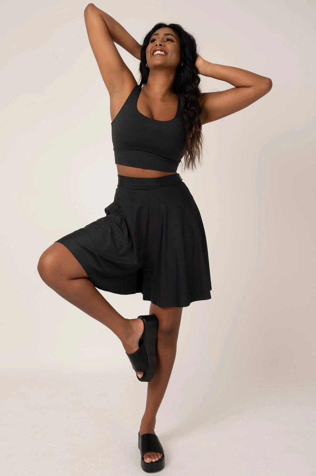 Black Silky - Basketball Palazzo Short-Activewear-Exoticathletica