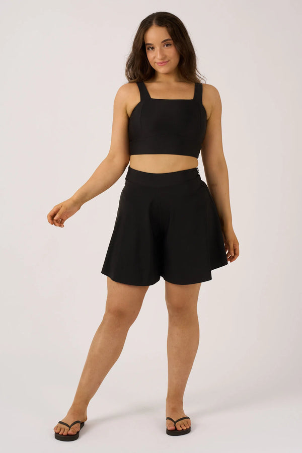 Black Silky - Mini Palazzo Short-9358328380214-Activewear-Exoticathletica